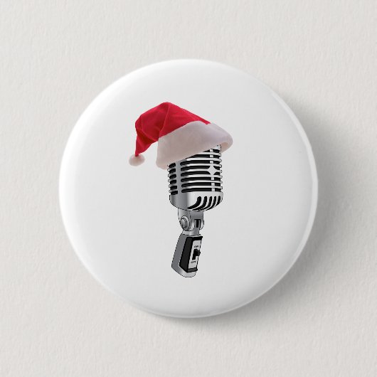 Badge Rond 5 Cm microphone de père Noël (Devant)