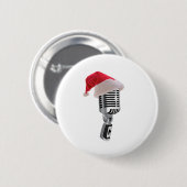 Badge Rond 5 Cm microphone de père Noël (Devant & derrière)