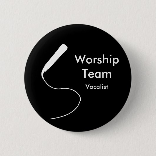 Badge Rond 5 Cm MicrophoneWhite, chanteur, WorshipTeam (Devant)