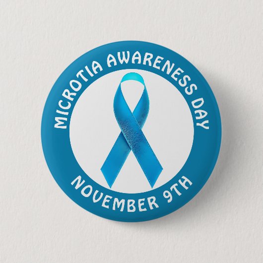 Badge Rond 5 Cm Microtia Blue Awareness Day Ribbon (Devant)