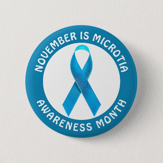 Badge Rond 5 Cm Microtia Blue Awareness Month Ribbon (Devant)