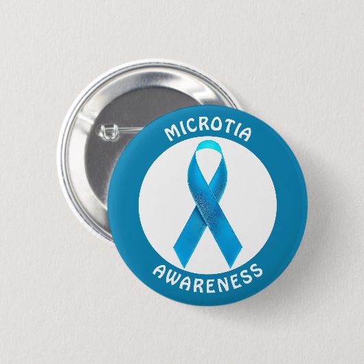 Badge Rond 5 Cm Microtia Blue Awareness Ribbon (Devant & derrière)