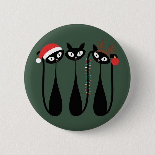 Badge Rond 5 Cm Mid Century Modern Christmas Cats Retro Classic (Devant)