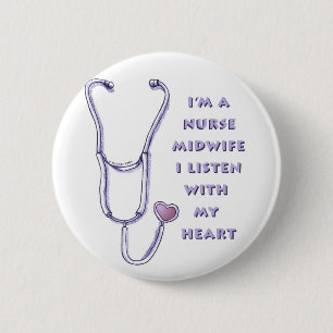 Badge Rond 5 Cm Midwife Nurse Heart custom