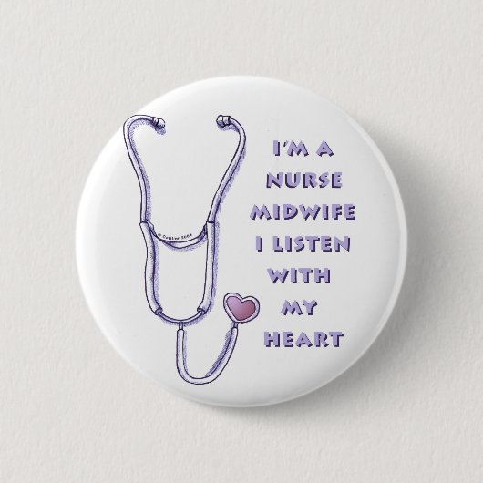 Badge Rond 5 Cm Midwife Nurse Heart custom (Devant)