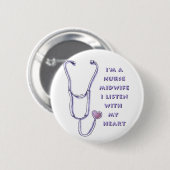 Badge Rond 5 Cm Midwife Nurse Heart custom (Devant & derrière)