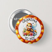 Badge Rond 5 Cm Miel abeille thème Fille Baby shower grand-mère à  (Devant & derrière)