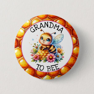 Badge Rond 5 Cm Miel abeille thème Fille Baby shower grand-mère à 