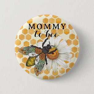 Badge Rond 5 Cm Miel Bee Maman à Abee Baby shower Favoriser Bouton
