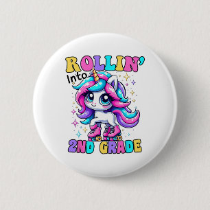Badge Rond 5 Cm Mignon 2e année retour à l'école licorne premier j
