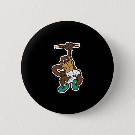 Badge Rond 5 Cm mignon bébé singe suspendu (Devant)