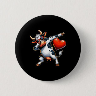 Badge Rond 5 Cm Mignon Drôle Cool Vache Dabbing Cœur Saint-Valenti