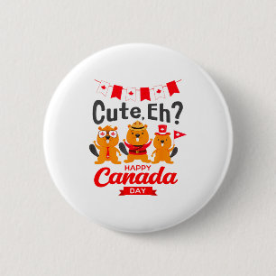 Badge Rond 5 Cm Mignon Eh Joyeux Journéedrapeau Canada Marmottes P
