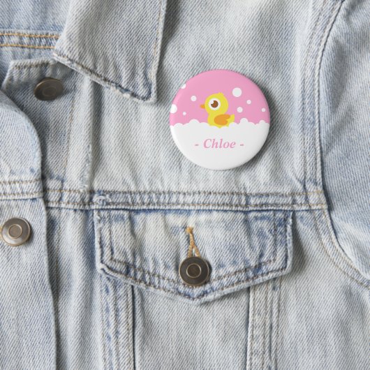 Badge Rond 5 Cm Mignon en caoutchouc mignon dans le bain moussant (En situation)