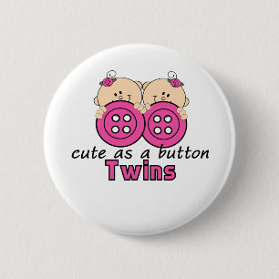 Badge Rond 5 Cm Mignon en tant que filles d'un jumeau de bouton