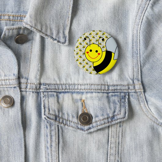 Badge Rond 5 Cm Mignon gaffez l'abeille (En situation)