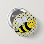 Badge Rond 5 Cm Mignon gaffez l'abeille avec le motif (Devant & derrière)