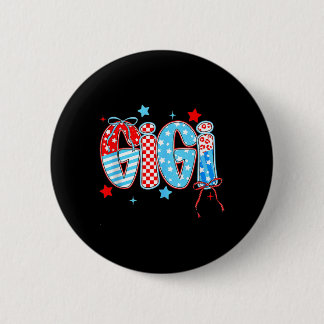 Badge Rond 5 Cm Mignon Gigi à carreaux Mel Jour de l'Indépendance