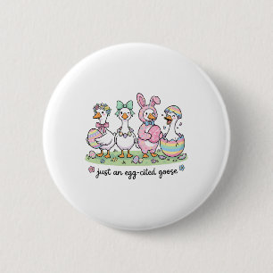 Badge Rond 5 Cm Mignon juste une oie excitée jour de Pâques fille