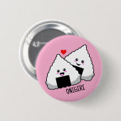 Badge Rond 5 Cm Mignon Kawaii Onigiri Nourriture Japonaise (Devant & derrière)