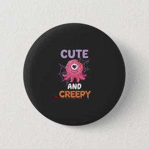 Badge Rond 5 Cm Mignon Monstre Rose Créatif Halloween Toile D'arai