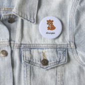 Badge Rond 5 Cm Mignon ours brun bleu (En situation)