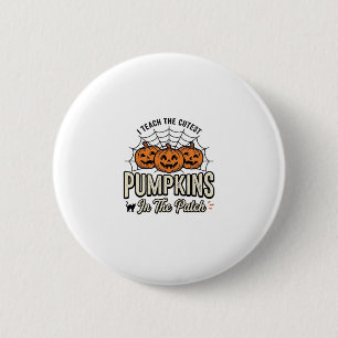 Badge Rond 5 Cm Mignon professeur de citrouille Design Halloween_1