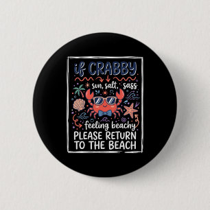 Badge Rond 5 Cm Mignon si crabe de plage grincheux avec lunettes d