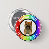 Badge Rond 5 Cm Mignon superbe de bouton d'arc-en-ciel de Shiba (Devant & derrière)