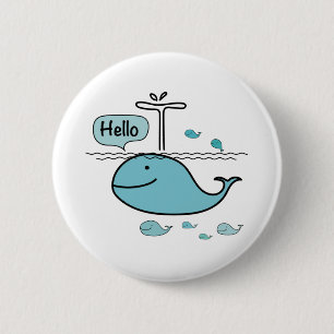 Badge Rond 5 Cm mignonne baleine, dis bonjour sur la mer