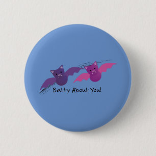 Badge Rond 5 Cm Mignonne Batty à propos de toi chauves-souris