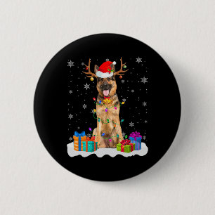 Badge Rond 5 Cm Mignonne berger allemand chien feux de Noël Père N