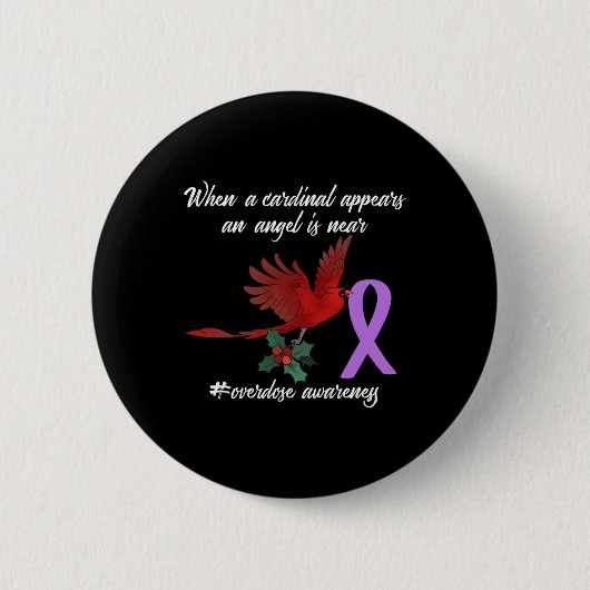 Badge Rond 5 Cm Mignonne Cardinal Purples Sensibilisation À La Sur (Devant)