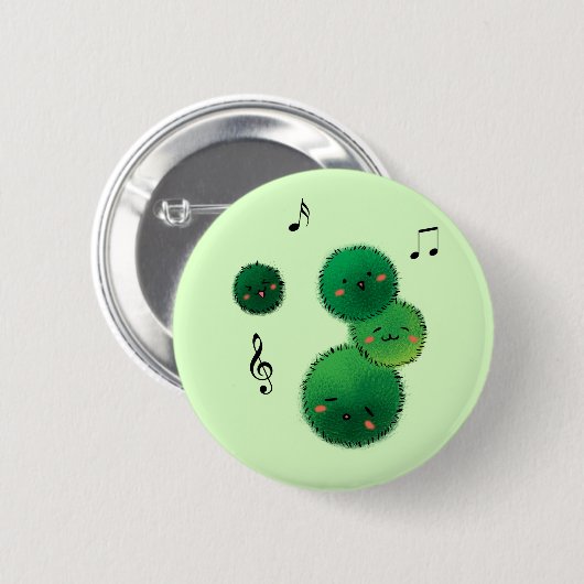 Badge Rond 5 Cm Mignonne Chant Marimo Moss Stack (Devant & derrière)