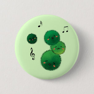 Badge Rond 5 Cm Mignonne Chant Marimo Moss Stack