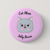 Badge Rond 5 Cm Mignonne Chat Visage Chat Maman (Devant)