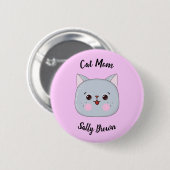 Badge Rond 5 Cm Mignonne Chat Visage Chat Maman (Devant & derrière)
