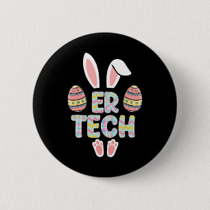 Badge Rond 5 Cm Mignonne Er Tech Bunny Ears Joyeux OEufs de Pâques