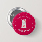 Badge Rond 5 Cm Mignonne et drôle Lama Saint Valentin (Devant & derrière)