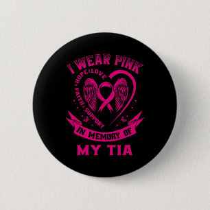 Badge Rond 5 Cm Mignonne Je Porte Du Rose En Mémoire De Mon Cancer