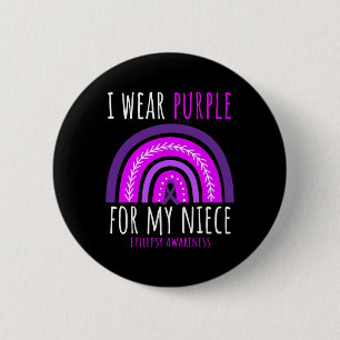 Badge Rond 5 Cm Mignonne Je Porte Violet Nièce Epilepsie Sensibili