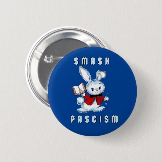 Badge Rond 5 Cm Mignonne Lapin Rétro - Fascisme Smash (Devant & derrière)