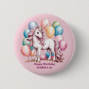Badge Rond 5 Cm mignonne licorne magique princesse fille anniversa