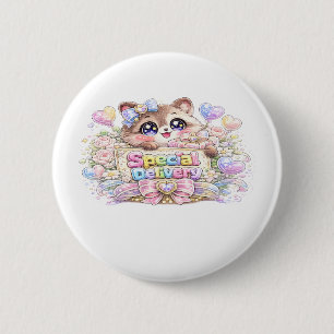 Badge Rond 5 Cm Mignonne livraison spéciale chat pastel rose Busin
