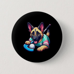 Badge Rond 5 Cm Mignonne mascotte chiot Berger Allemand de hockey