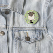 Badge Rond 5 Cm Mignonne petite brebis (En situation)