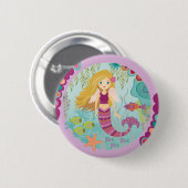 Badge Rond 5 Cm Mignonne sirène fille (Devant & derrière)