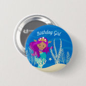 Badge Rond 5 Cm Mignonne sirène hispanique Anniversaire Fille Mono (Devant & derrière)