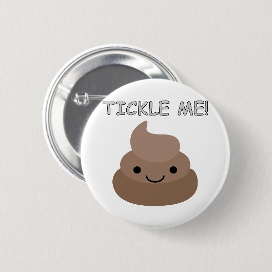 Badge Rond 5 Cm Mignonne Tickme Poop Emoji (Devant & derrière)