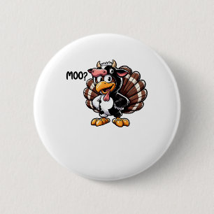 Badge Rond 5 Cm Mignonne Turquie Moo Fake Tête de vache drôle Auto